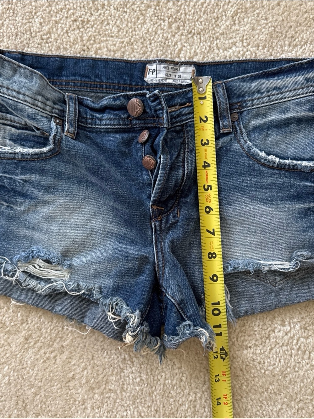 Free People Medium Blue Distressed Cutoff Denim Shorts